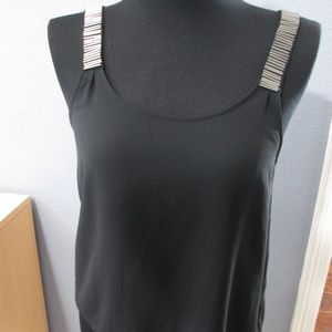 Black with Silver accent tank top - Sz Med.